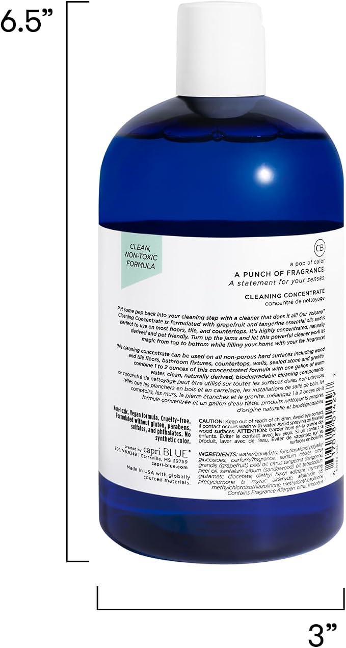 Capri Blue Volcano Cleaning Concentrate, Multi Purpose Cleaner, Cleaning Products Safe for Floors, Tile, Countertops and More - Vegan & Cruelty Free - Non-Toxic Sanitation Supplies (16 Fl Oz)