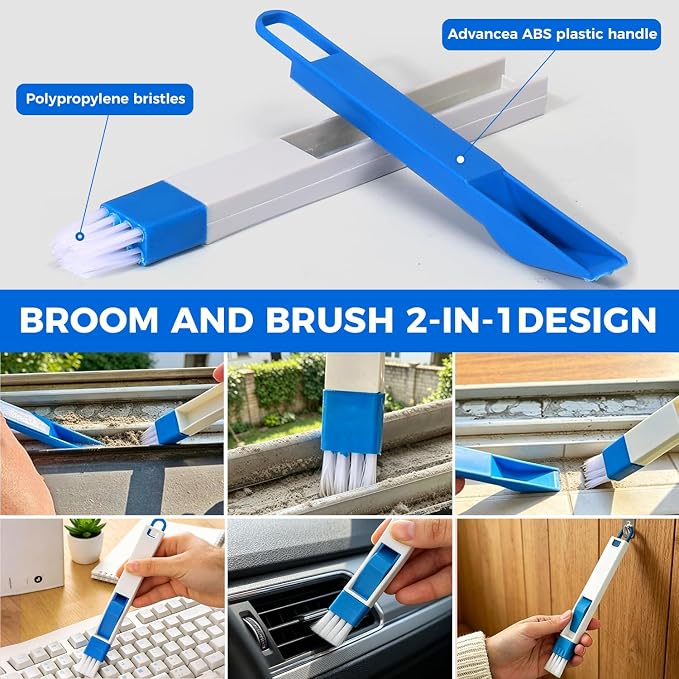 Window Track Cleaning Brush, 2-in-1 Groove Cleaning Tool with 3 Replaceable Pads, Multifunctional Gap Brush for Window Sills Sliding Door Tracks Corners, Household Dust Removal Cleaning Kit | 3 Replaceable Pads Multifunctional Gap Brush for Window Sill...