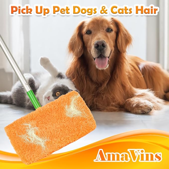 AmaVins 5 Pack Reusable Microfiber Mop Pads Compatible with Swiffer Sweeper, Wet and Dry Flat Cover, Washable Pads for Surface/Hardwood Floor Cleaning (Mop is Not Included)