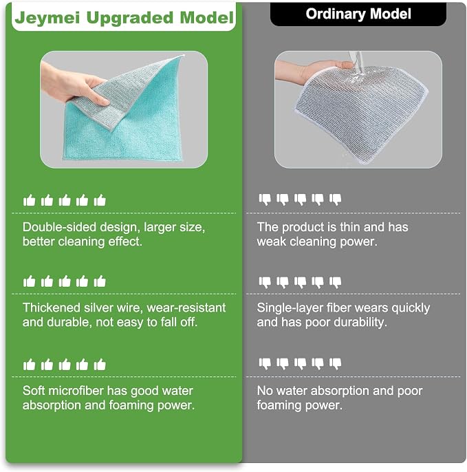 Jeymei Non Scratch Wire Dishcloth,Multipurpose Wire Dishwashing Rag,10PCS | Stainless Steel Cleaning Cloths for Kitchen,Dish Cloths for Washing Dishes,Reusable Diamond Weave Steel Wool Scrubber Cloth