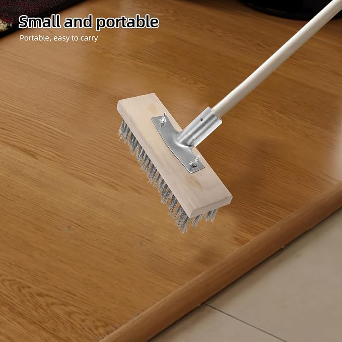 ABOOFAN Stainless Steel Wire Scrubber Brush 20cm Heavy-Duty Metal Floor Cleaning Brush Moss Remover for Outdoor Deck Patio Concrete Surfaces