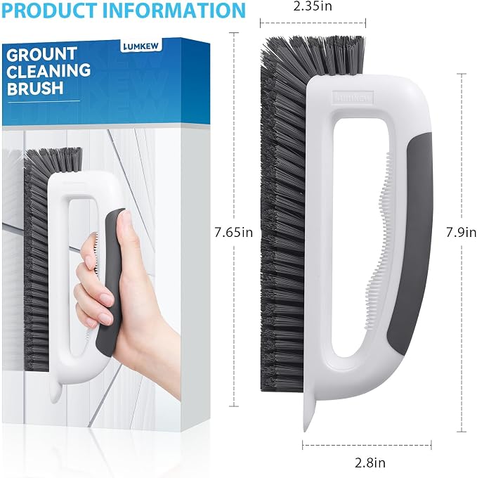 Lumkew Grout Cleaning Brush, V Shape Stiff Grout Cleaner Brush for Floors Tile Grout Scrubber Bathroom Shower Corner, 1 Pcs