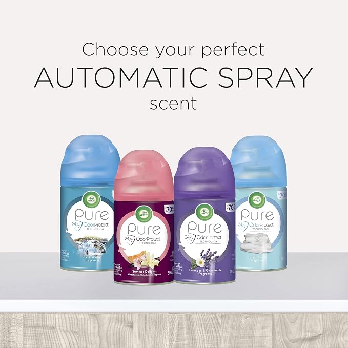 Air Wick Automatic Air Freshener Spray Refill, 1ct, Fresh Linen, Odor Neutralization, Essential Oils