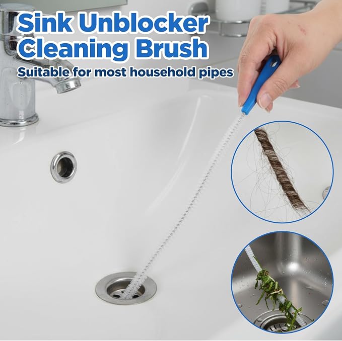 2 Pcs 18.11inch Shower Drain Clog Remover Tool, Ymapinc Shower Drain Cleaner Tool for Hair Remover, Sink Cleaning Brush, Sink Brush, Plumbing Cleaning Tools for Kitchen & Bathroom
