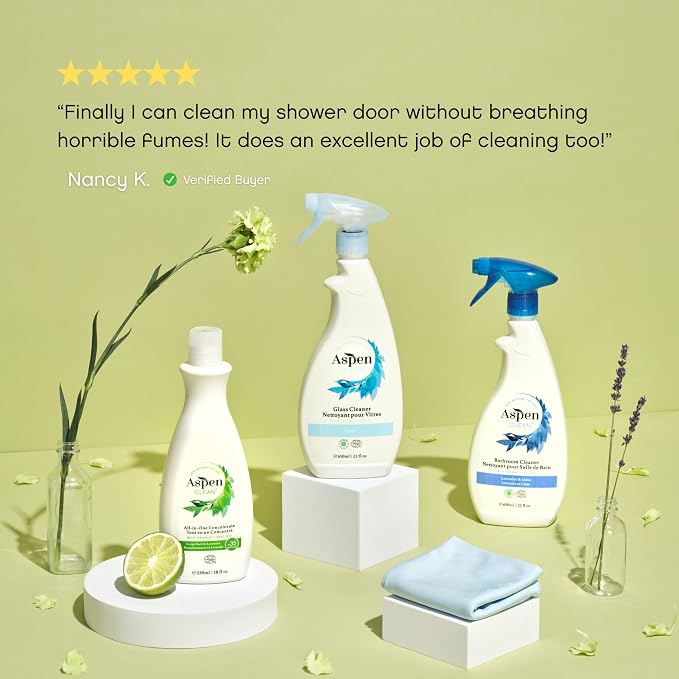 AspenClean | Glass Spray Cleaner | Streak-Free Window & Mirror Cleaner | Multi-Surface Cleaner| Non - Toxic | 100% Natural | EWG Verified | Pack of 2