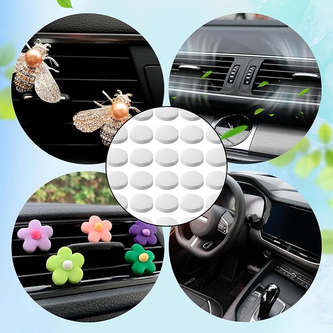 Round Essential Oil Diffuser Pad - 50 PCS Car Air Freshener Refill Felt Pads, Diffuser Refill Pads, Unscented Essential Oil Perfume Refill Pad, Mini Microfibre Air Filter Scent-Pads for Vent Clips