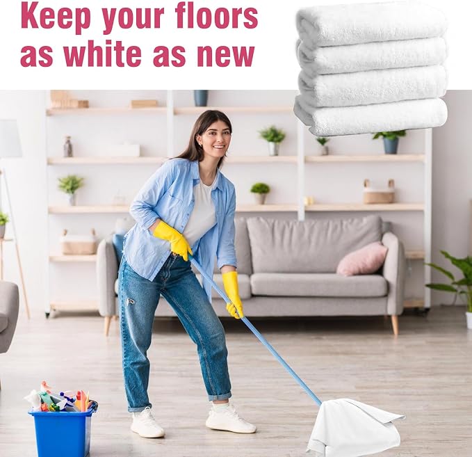 4 Pcs Extra Large Microfiber Cleaning Cloth 30 x 20 Inch Reusable Thick Cleaning Towel Washable Solid Color Microfiber Towel for Home Office Window Cars Glass (White)