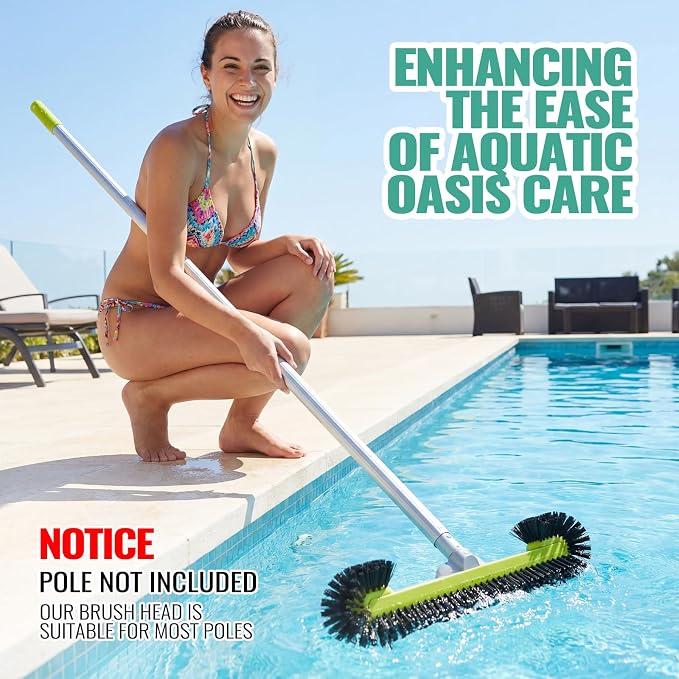 Pool Brush Head - Round Ends, Hemispherical Bristles, Charcoal | Scrub Brush for Walls, Heavy Duty Inground/Above Ground Swimming Pool,Tile Flooring Vinyl Pools Fiberglass Fits Φ1.25” Poles