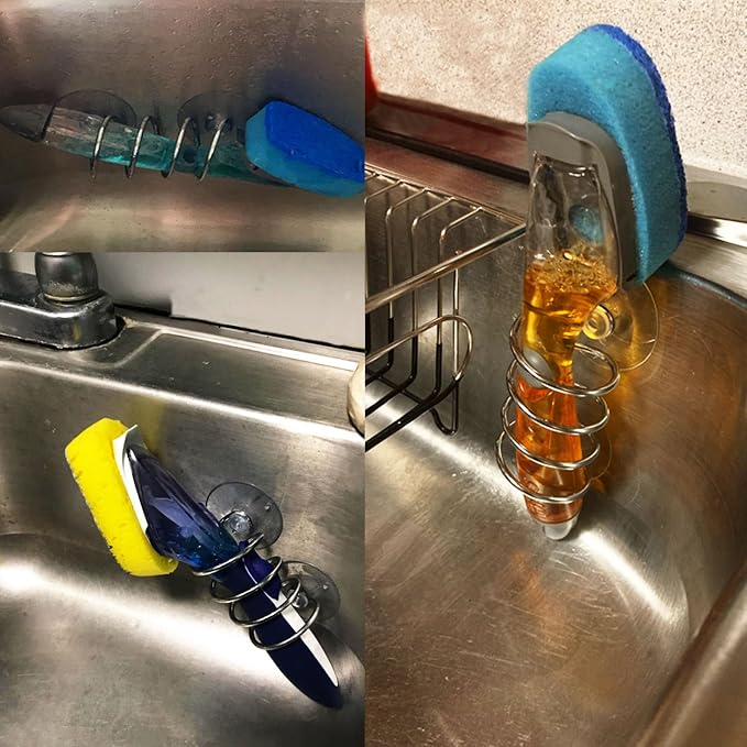 Soap Dispensing Palm Brush Holder Sink Sponge Dish Brush Holder for Kitchen Brush Dish Brush with Soap Dispenser Pot with a Traceless Suction Cup