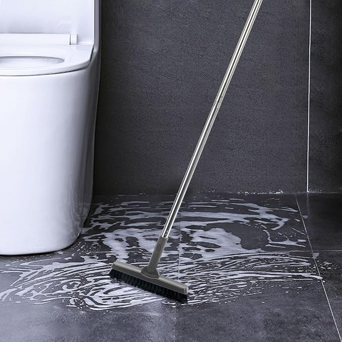 CELOX Grout Brush with Long Handle, Tile Grout Cleaner Brush for Tile Floors, for Shower Tile, for Cleaning Grout, Gray