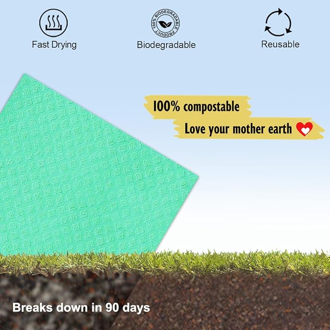 MoLKENE Swedish Dish Cloths - 10 Pack Reusable Kitchen Dishcloths - Ultra Absorbent Dish Towels for Washing Dishes - Cellulose Sponge Cloth Cleaning Rag - Assorted