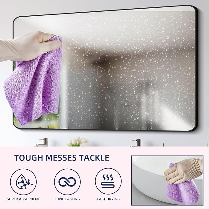 Microfiber Cleaning Cloth Roll - 50 Pack, Tear Away Microfiber Towels, 12" x 12", Reusable, Washable, Streak Free, Ultra Absorbent Dish Rags for Car, Home, Garage or Shop (Purple)