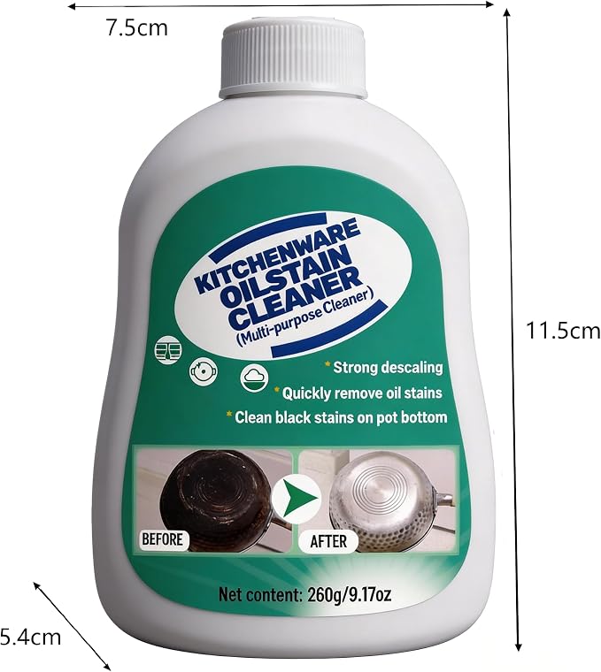 Kitchenware Oil Stain Cleaner, Multi-purpose Kitchen Cleaner, Pot Bottom Black Stain Cleaner, Pan Bottom Cleaning Paste,Powerful Kitchenware Cleaner, Oil Stain Remover (260, Grams)
