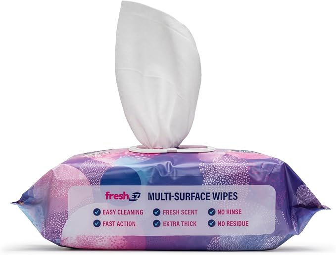 Multi-Surface Cleaning Wipes, 2 Packs x 100 Wipes, Thick No-Rinse No-Residue Surface Wipes for Kitchen, Bathroom, Glass, Stainless Steel, Granite, Wood & Plastic (Lavender Breeze)