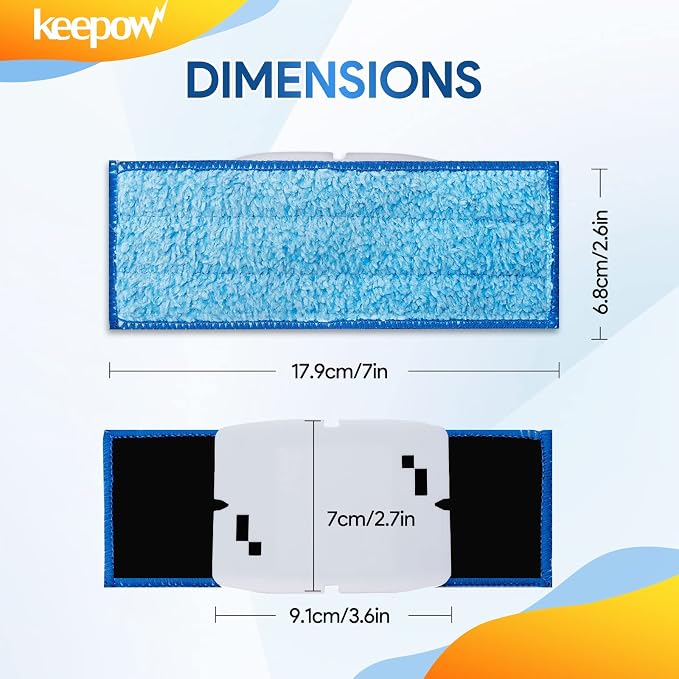 KEEPOW Braava Jet 240 Mop Pads Compatible with irobot Braava Jet 240 241 245 Robot Mop, 2 Wet Mop Pads + 2 Damp Mop Pads + 1 Dry Mop Pads | Reusable Mop Pads Compatible with iRobot Braava Jet 240/241/245 Robot Mop, 2 Wet + 2 Damp + 1 Dry Pads for All F...