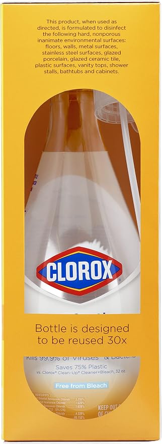 Clorox Disinfecting Multi-Purpose Cleaner Starter Kit, Household Essentials, One Reusable Spray Bottle Plus 2 Refills