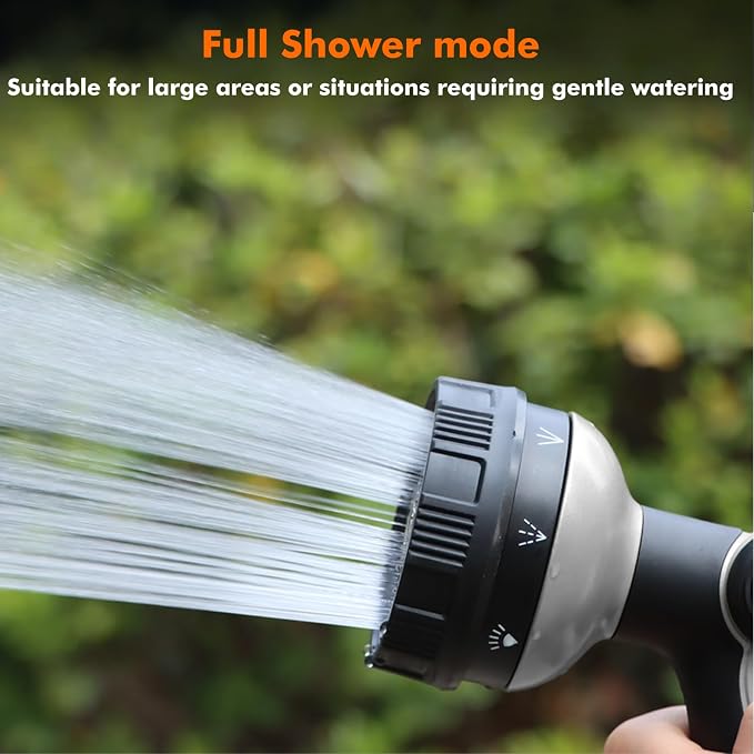 RESTMO Garden Hose Nozzle Heavy Duty, Metal Sprayer Nozzle Thumb Control | 8 Spray Patterns Full Shower Water Hose nozzle for Garden Hose, Ideal for Lawn & Plant Watering, Car & Pet Washing, Silver