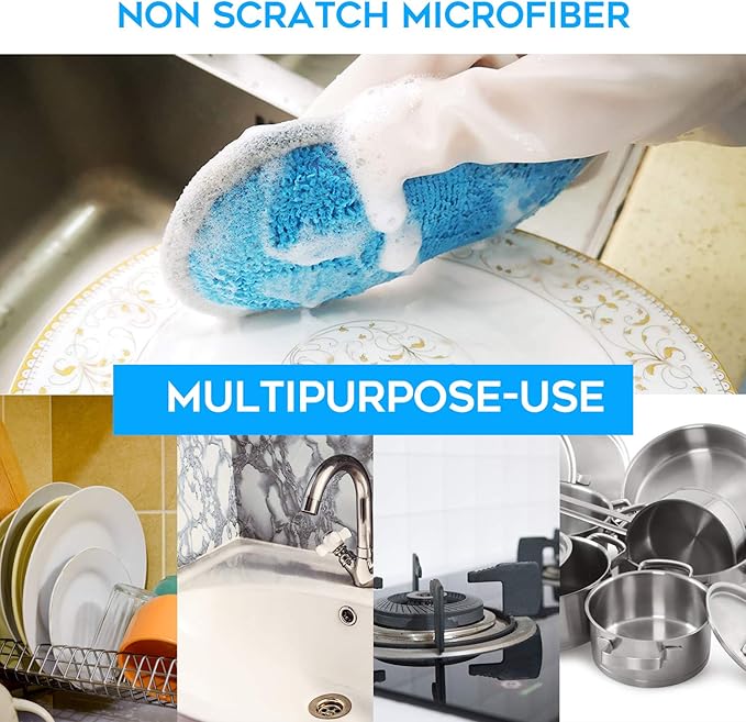 Dual Sided Multi-Purpose Sponges Kitchen,Non Scratch Dish Sponge for Washing Dishes Cleaning Kitchen,Rough Scrubbers for Non-Stick Cookware, Soft Microfiber Scrub for Dishes(Yellow,6Pack)