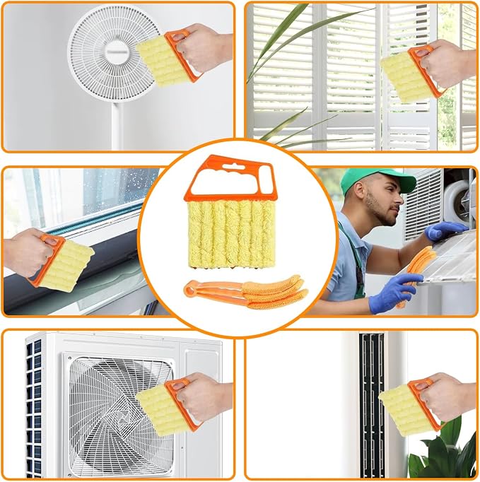 6 Finger Blind Cleaner Duster Tool, LZJPECES Window Blinds Cleaner with 6 Reusable Microfiber Covers for Venetian, Wood, Vinyl Blinds, AC Vents, Window Sills & Tracks