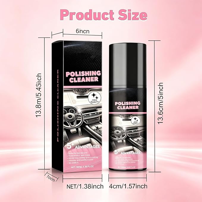 Car Interior Cleaner, Polishing Cleaner Detailer Spray for Car Detailing | Interior Detailer Spray, Interior Car Cleaner for Dashboards, Seats, Leather, Plastic, No Residue (3Pcs)