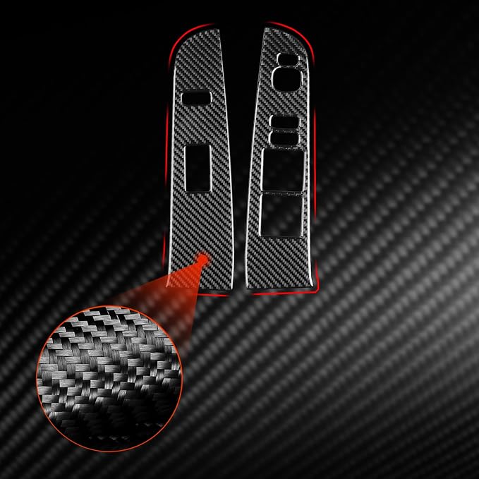 Real Carbon Fiber Trim for Toyota Camry Accessories | for 2012 2013 2014 Door Glass Lifting Control Panel Window Switch Panel Sticker Interior Thick Overlay Decal 2PCs