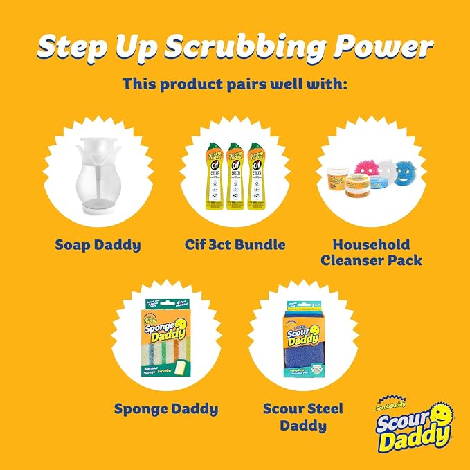 Scrub Daddy Scour Daddy XL - Large Heavy Duty Sponge & Non Scratch Scouring Pad - 18 Pack of Bulk Sponges & Commercial Cleaning Supplies - Durable & Odor Resistant (18 Count)