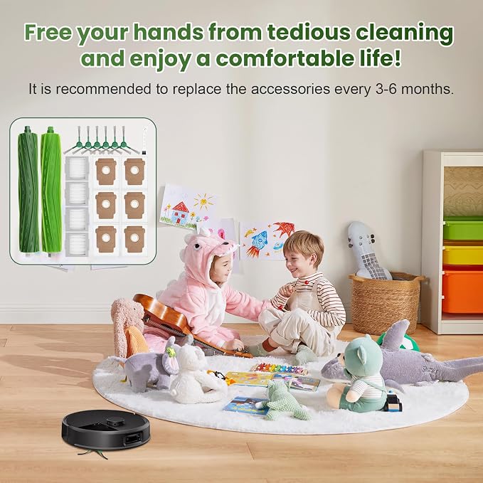 19 Pcs Accessories Kit Compatible with iRobot Roomba Max 705 / Plus 504 Vac | Include 2 Main Brushes, 6 Dust Bags, 4 Filters, 6 Side Brushes, 1 Cleaning Tool, Robot Vacuum Replacement Parts