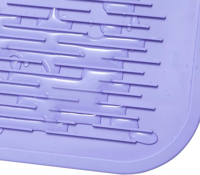 MicoYang Silicone Dish Drying Mat for Multiple Usage,Easy clean,Eco-friendly,Heat-resistant Silicone Mat for Kitchen Counter or Sink,Refrigerator or Drawer Liner Light Purple 5XL 36inches x 18inches