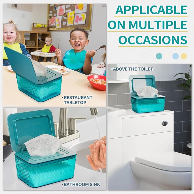 Wipes Dispenser, One-Handed Operation Wipe Holder for Baby & Adult, Seal-Designed Wipes Container for Bathroom Keep Diaper Wipes Fresh (Green)