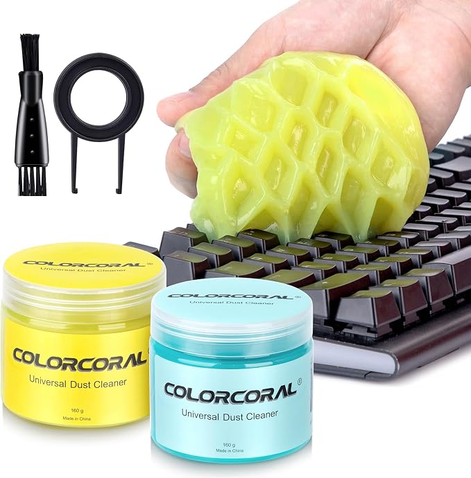 ColorCoral Keyboard Cleaning Gel Dust Cleaner Slime Car Clean Putty 2Pack | Car Cleaning Kit Dust Remover Universal Car Interior Keyboard Cleaning Kit Supplies Auto Detailing Tools Accessorie Men Women