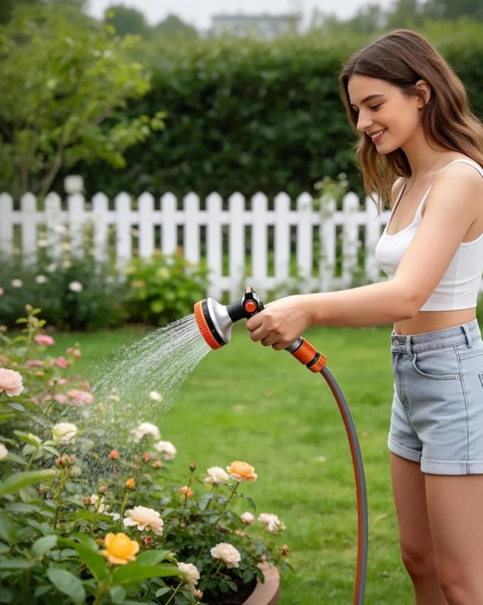 Insoma Heavy Duty Metal Water Hose Nozzle, 8-Pattern Garden Hose Sprayer | Water Spray Gun With Thumb Flow Control And Ergonomic Grip, Leak-Proof, Gentle Mist Ideal For Plants, Pets, Washing Cars
