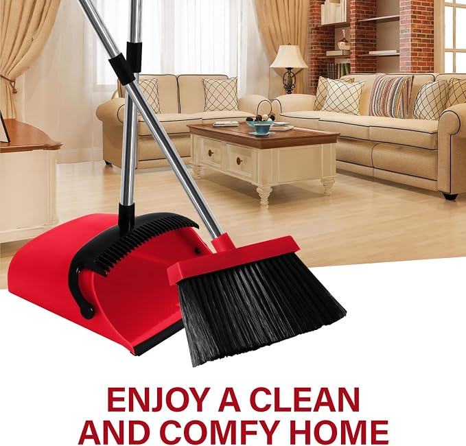 MOPPLEX Broom and Dustpan Set Combo, Kitchen Broom and Dustpan for Easy Sweeping, Premium Broom and Dustpan Set for Home Cleaning, Perfect Dust Pan and Broom Set for Home, Kitchen, and Office