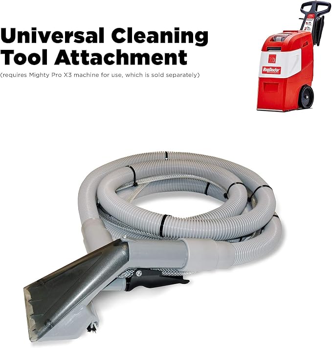 Rug Doctor Universal Upholstery Tool Attachment for X3 Commercial Carpet Cleaner, 12-ft Hose, for Carpet, Rugs, Upholstery, Stairs, Mattresses, & More | Long 12-ft Flexible Hose for Cleaning Stairs, Upholstery, Rugs, Car Interiors, Spray, Scrub and Ext...