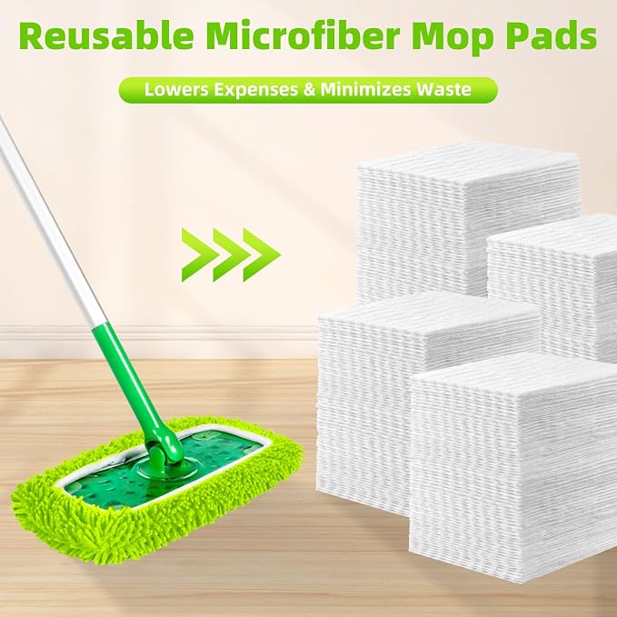 Reusable Dry Sweeping Cloths Microfiber Wet Pads Refill Compatible with Swiffer Sweeper Mop Replacement Sweeping Mopping Pad Refills for Use on All Sealed Floors - Stone, Hardwood, Laminate & Tile