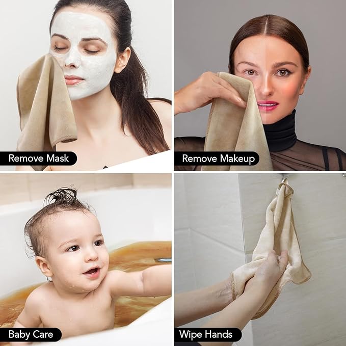 SINLAND Microfiber Facial Cloths Fast Drying Washcloth 12inch x 12inch Absorbent Face Wash Cloth Soft Makeup Remover Cloths