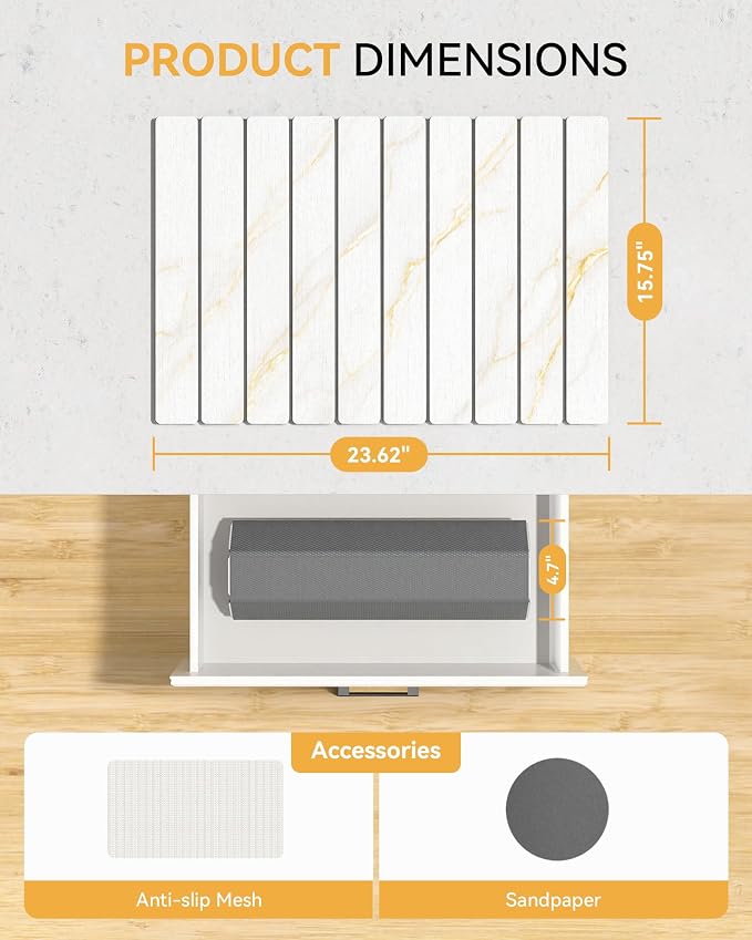 Yofidra Large Stone Dish Drying Mat for Kitchen Counter, Quick Dry Stone Mats with Absorbent Diatomaceous Earth, Foldable Roll Up Drying Organizer Pad for Utensils Plate, 24"×16", White Gold Marble