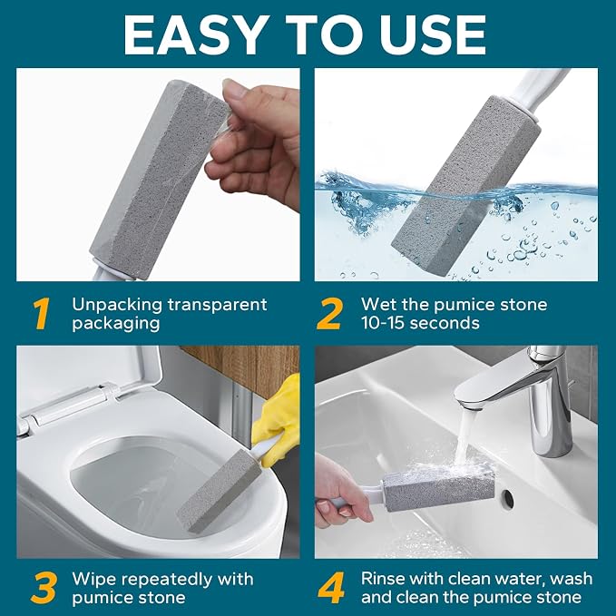 Emycool Pumice Stone Toilet Bowl Cleaner, 5 Pack Toilet Pumice Stone with Handle for Toilet Cleaning, Bathtubs, Sinks, Swimming Pools, Grills