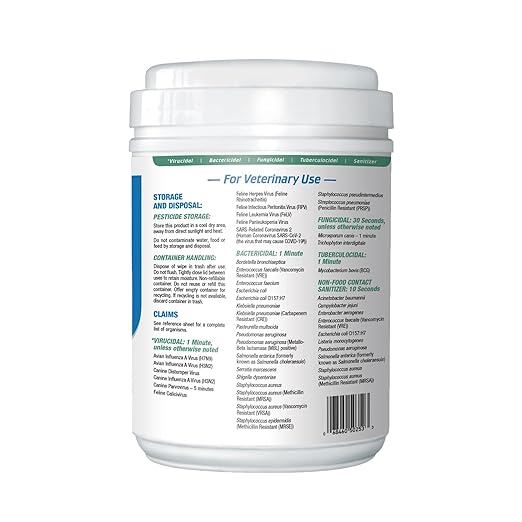 REScue One-Step Disinfectant Cleaner & Deodorizer Wipes for Vet Use – Cleaner for Kennels, Litter Boxes, Vet Offices, Pet Grooming Surfaces – Wipes Canister, 160-Count (12 Pack)