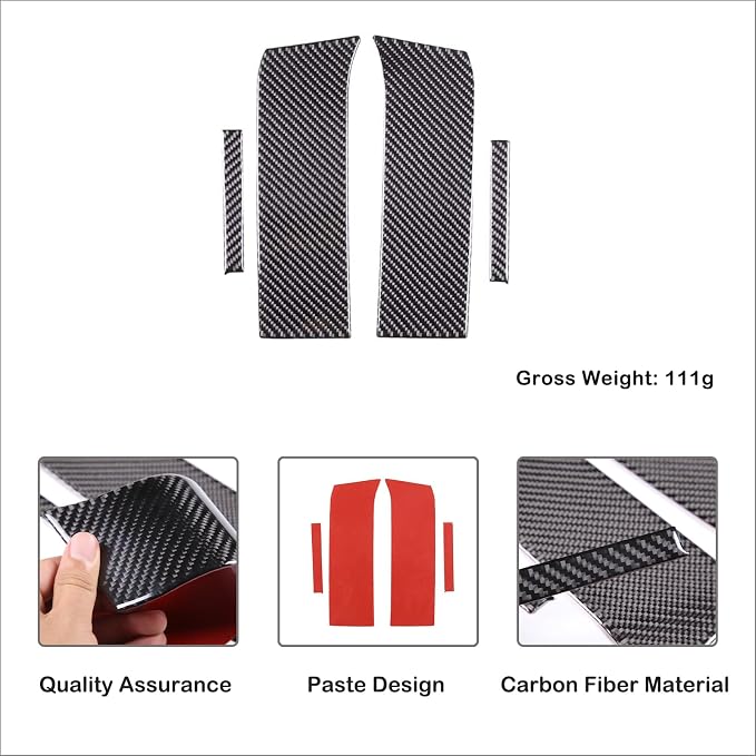 Aunginsy Car Front Headlight Bumper Grille Mesh Sticker Compatible with Toyota Tundra/Sequoia 2022 2023 2024 Pickup Truck Real Carbon Fiber Decorative Sticker Protection Cover Interior Accessories