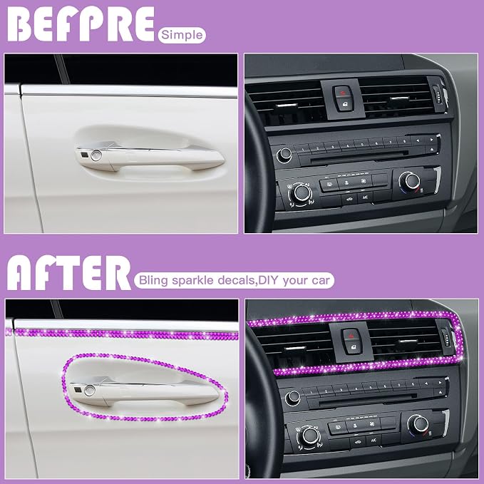 Kingdder 16.4 ft Bling Car Trim Self Adhesive Bling Car Accessories for Women Rhinestone Strip Glitter Diamond Sticker DIY Line Molding Dashboard Decal Shiny Auto Stuff for Interior Exterior Decor