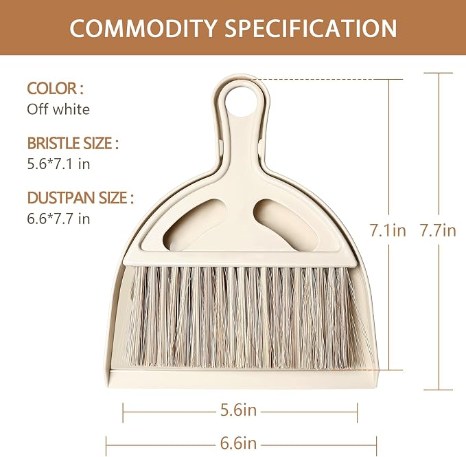 Mini Broom and Small Dustpan Brush - Hand Broom and Dustpan Set, Mini Dust pan and Brush Set, Small Dust pan for Cat Litter, Kitchen, Tables, Countertops, Cars, etc.