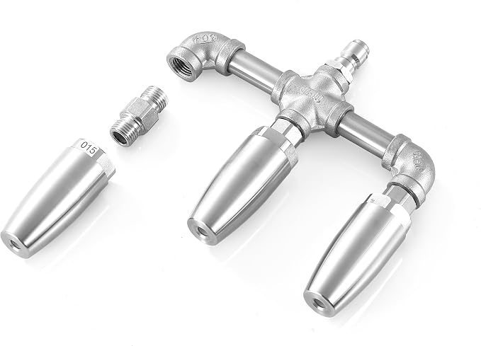 Triple Turbo Nozzle, 1/4" Quick Connect, 3000 PSI | 3 rotating stainless steel tips with 1.5 orifice for hard-surface pressure washing; not a foam cannon or surface cleaner