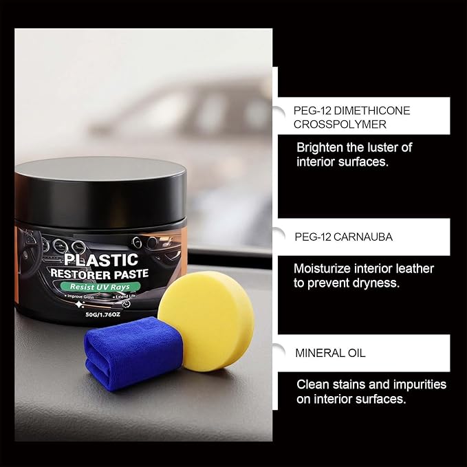 Trim Restorer Automotive 50g Polishing Car Detailing Kit | Vehicle Dashboard Cleaner Paste for Truck SUV RV Sedan Van Door Trim Bumpers Dashboard Wheel