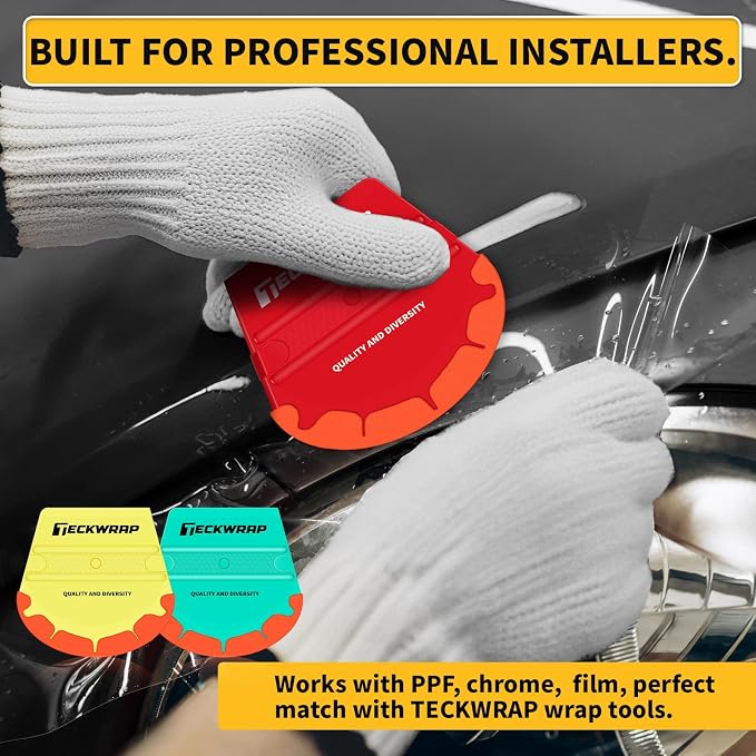 TECKWRAP Felt Squeegee for Vinyl Wrap Window Tint -Fan Shape, Soft/Med/Hard | Pro Car Wrap Tool Kit with 3 Hardness Levels Scratch-Free Tool for PPF, Decal, Inkjet Sticker Paper & Wallpaper DIY Projects