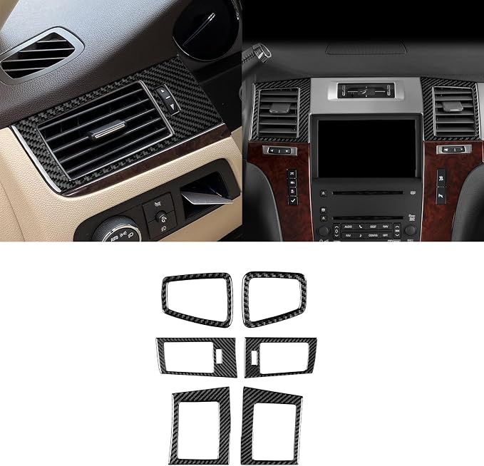 Fit for Cadillac Escalade ESV 2007-2014 / EXT Hybrid 2009-2013 | Real Carbon Fiber | Accessories | Trim Set Instrument Panel Central Console Cover | Stickers | Self-adhesive | 20PCS