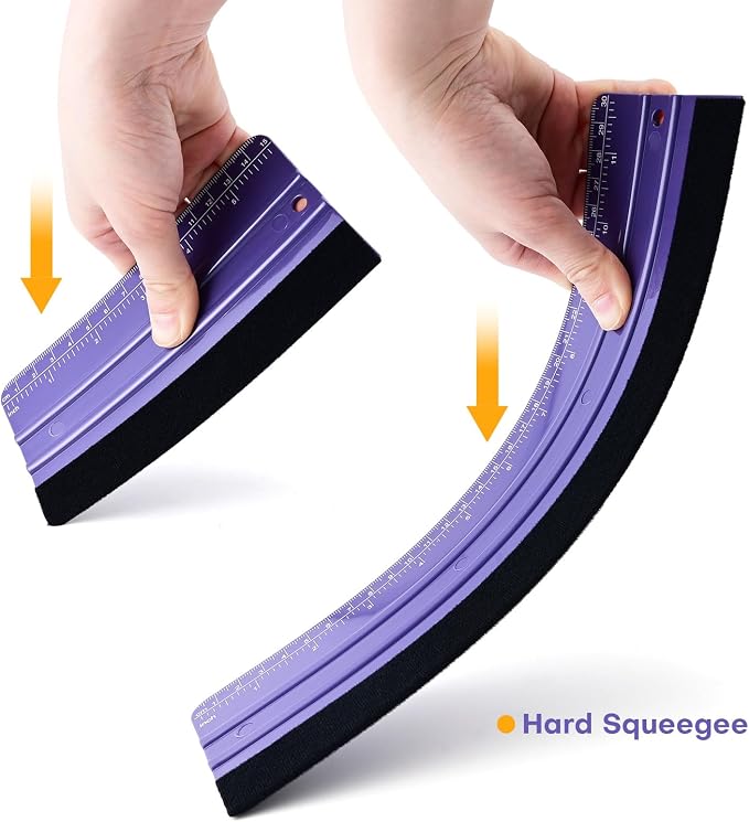 NEWISHTOOL 2 PCS Felt Squeegee for Vinyl, Purple Ruler Scraper, Two-Length | Vinyl Wrapping and Measuring, Carbon Fiber Car Wrap Application Tool, Window Tint PPF Installation Wallpaper Smoothing Tools