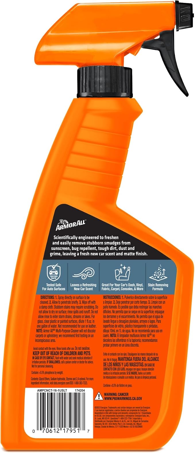 Armor All Multi Purpose Cleaner, Car Cleaner Spray for All Auto Surfaces, 16 Fl Oz