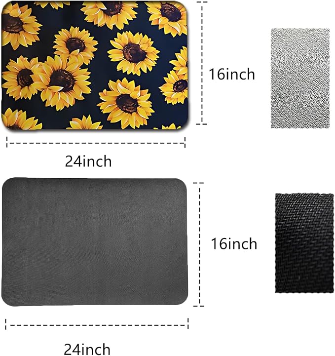 Sunflower Dish Drying Mat ,Absorbent drying Mat ,Easy Clean Dish Rug For Kitchen,Bathroom,Home,Kitchen Decor And Accessories(sunflower) (16inches*20inches)