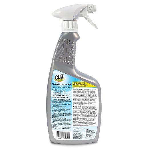 CLR Brands Grill Cleaner and Degreaser Spray, 26 oz. Bottle, BBQ Cleaner Removes Burnt Food, Grease and Grime from Grates and Racks, Pellet and Electric Smokers