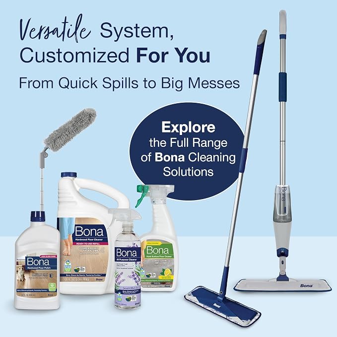 Bona Spray Mop Air - Includes Multi-Surface Floor Cleaner Concentrate and Microfiber Pad - Lemon Mint Scent - Lightweight & Compact Mop